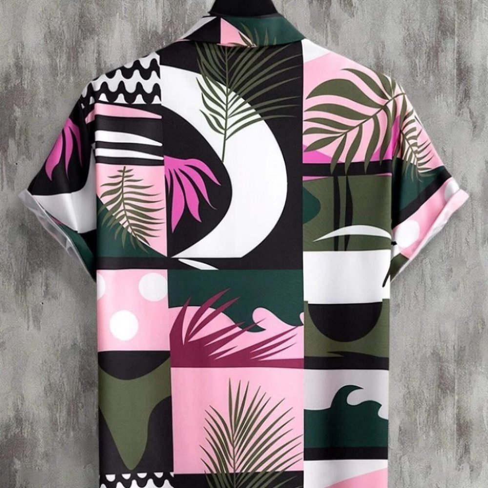 Pink Mens Button Up Tee Shirt - Picture 3 of 6